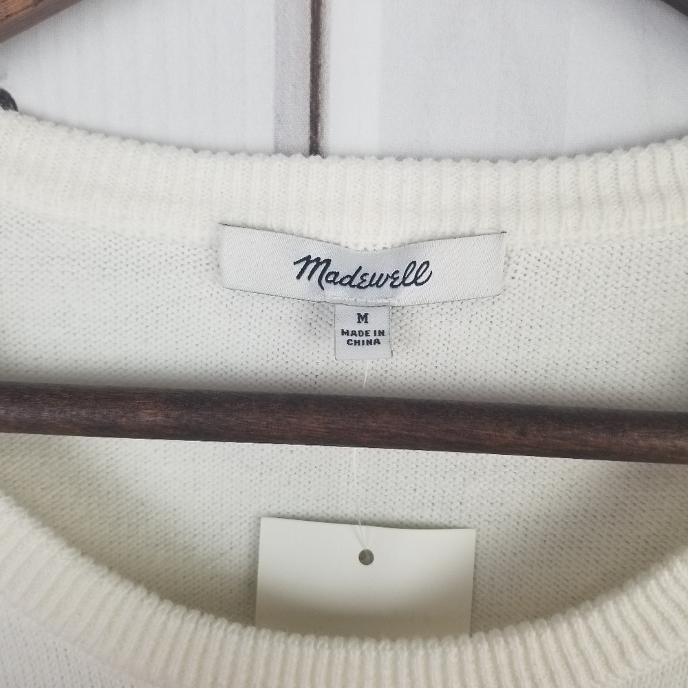 NWT Madewell Ruffle Sleeve Sweater Tee Ivory - Picture 3 of 7